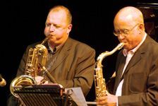 Alan Barnes with Art Themen, Brecon Jazz Festival, Powys, Wales. Artist: Brian O'Connor