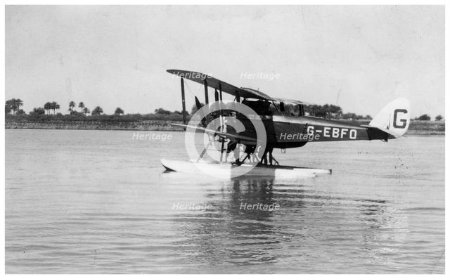 Alan Cobham's De Havilland DH50 landing on the Tigris, Iraq, 1926. Artist: Unknown