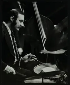 Alan Jackson on the drums at The Stables, Wavendon, Buckinghamshire. Creator: Denis Williams