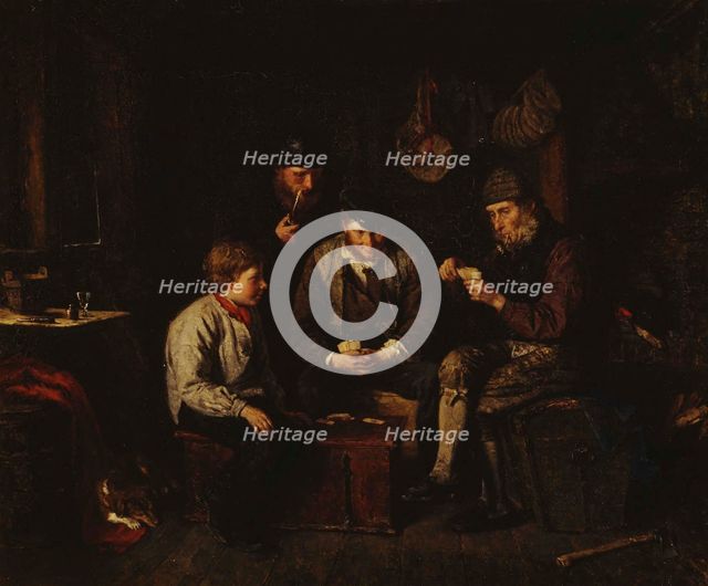 Aland Sailors Playing Cards in a Log Cabin (The Ace of Clubs), 1871. Creator: Karl Emanuel Jansson.