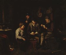 Aland Sailors Playing Cards in a Log Cabin (The Ace of Clubs), 1871. Creator: Karl Emanuel Jansson