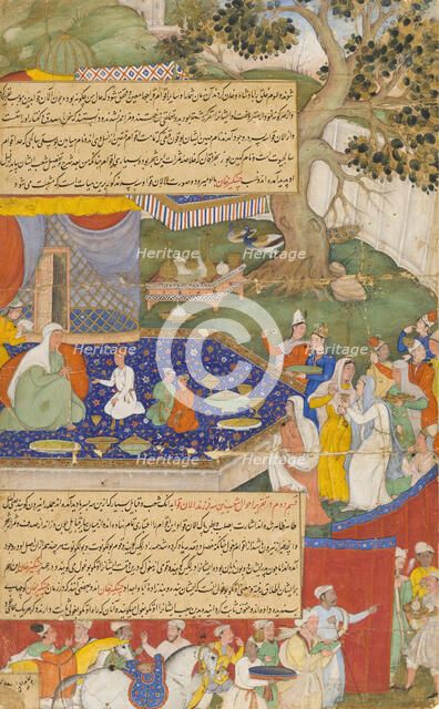 Alanquva and Her Three Sons, Folio from a Chingiznama (image 1 of 2), 1596. Creator: Unknown.