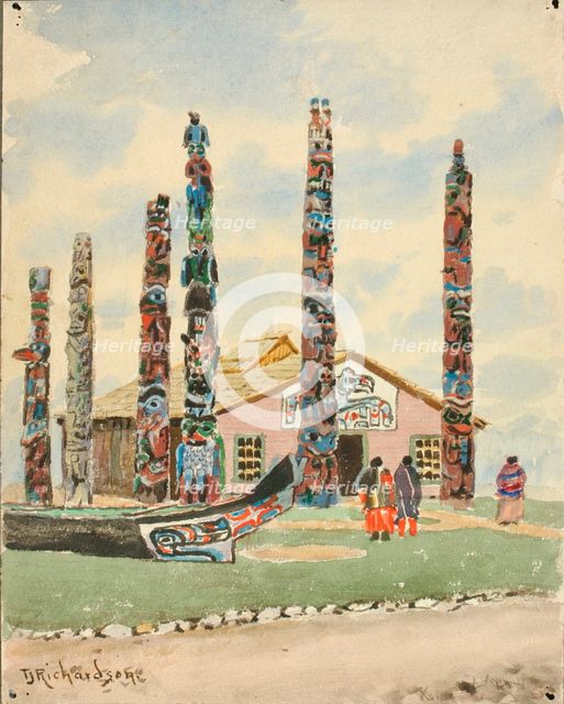 Alaska Building with Totems at St. Louis Exposition, 1904. Creator: Theodore J. Richardson.