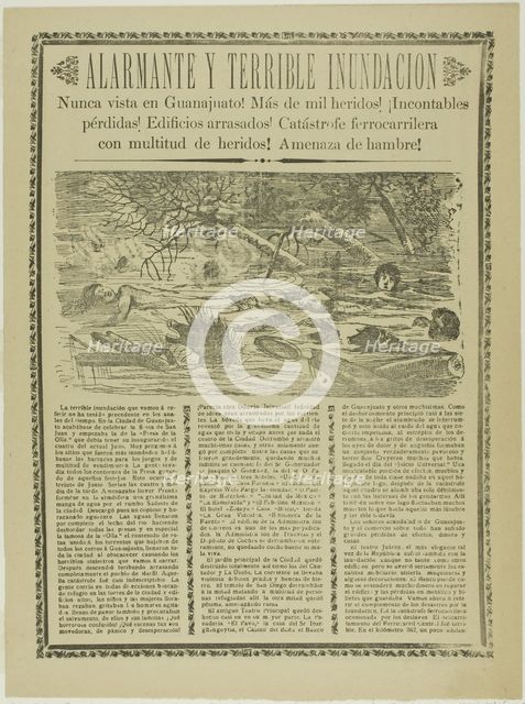 Alarming and Terrible Flood, Never Before Seen in Guanajuato!, 1905. Creator: José Guadalupe Posada.