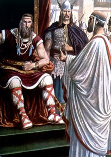 Alarico I (370-410), Visigoth king, Alaric receiving the ambassadors Romans