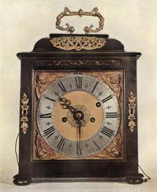 Alarum and Striking Mantel Clock in Ebony-Veneered Case 1947. Creator: Unknown