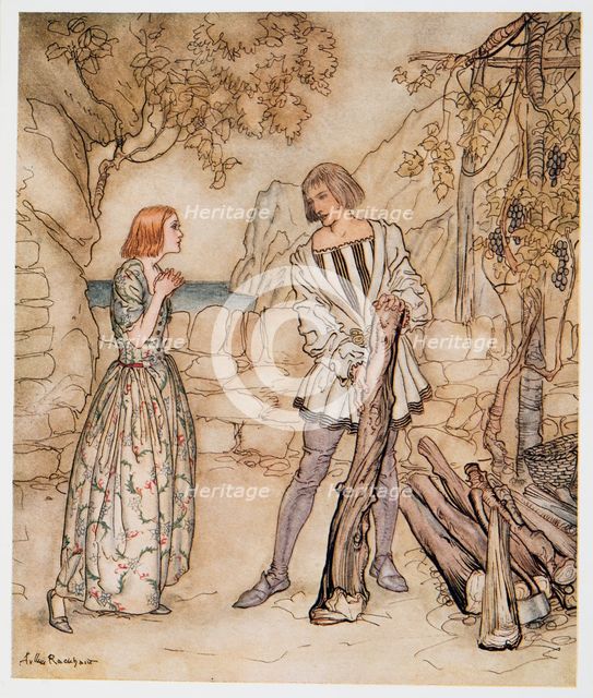 Alas, now, pray you, work not so hard, illustration from 'The Tempest', 1926.
