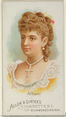 Albani, from World's Beauties, Series 1 (N26) for Allen & Ginter Cigarettes, 1888., 1888. Creator: Allen & Ginter