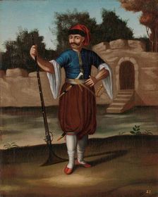 Albanian Soldier, 1700-1737. Creator: Workshop of Jean Baptiste Vanmour