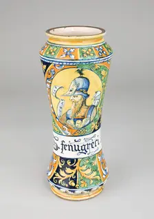 Albarello, Urbania, c. 1550. Creators: Unknown, Castel Durante potteries