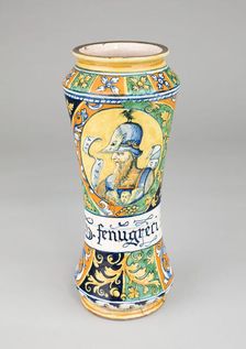 Albarello, Urbania, c. 1550. Creators: Unknown, Castel Durante potteries