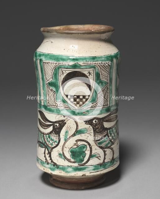 Albarello with Two Rabbits, 1300s. Creator: Unknown.