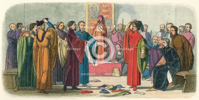 'Albemarle and Fitzwalter exchange defiance', c. late 14th Century (18640. Artist: James William Edmund Doyle.