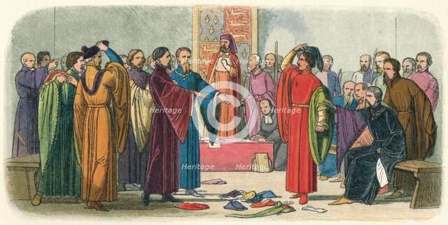 'Albemarle and Fitzwalter exchange defiance', c. late 14th Century (18640. Artist: James William Edmund Doyle.