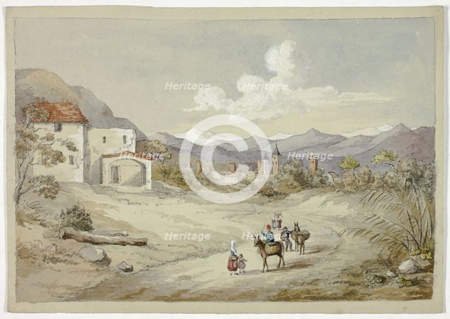 Albenga on the Corniche (Costal) Road, November 6, 1841. Creator: Elizabeth Murray.