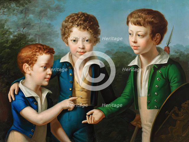 Albert, Moritz and Leopold von Neuwall, 1820. Creator: Leopold Kupelwieser.