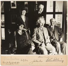 Albert and Elsa Einstein, John and Lora Baer and Arthur H. Fleming, Pasadena, 1 January 1931, 1931. Creator: Anonymous
