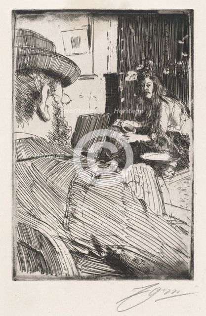 Albert Besnard and His Model, 1896. Creator: Anders Leonard Zorn.