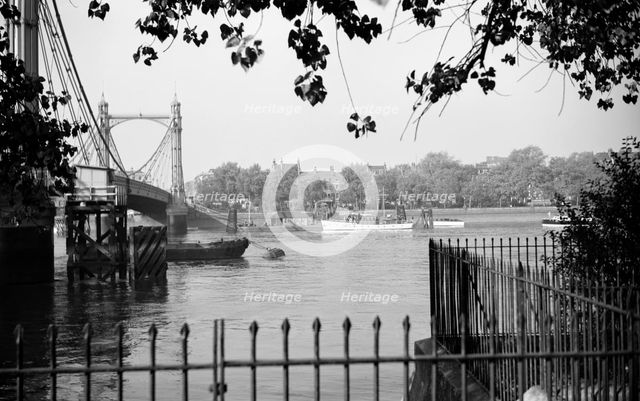 Albert Bridge and the Chelsea Embankment, London, c1945-c1965. Artist: SW Rawlings