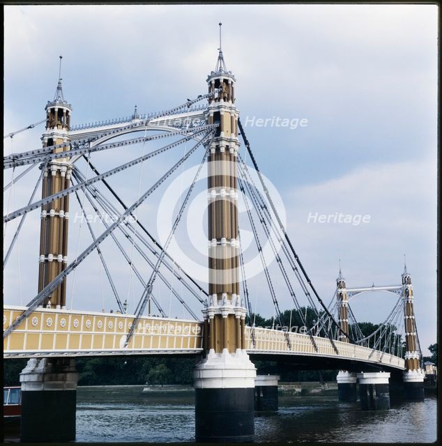Albert Bridge, Kensington and Chelsea, Greater London Authority, 1960-1985. Creator: Leonard Robin Mattock.