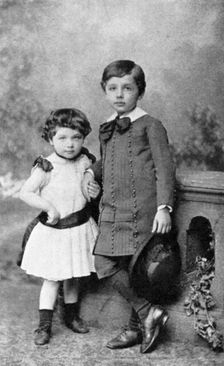 Albert Einstein, (1879-1955), theoretical physicist, and his sister Maja as small children, 1880s
