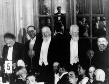 Albert Einstein (1879-1955), George Bernard Shaw (1856-1950), and H.G. Wells (1866-1946), 1930. Creator: Unknown