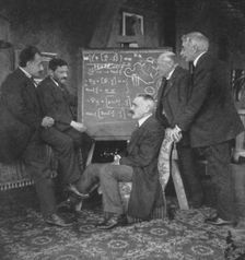 Albert Einstein and other physicists at Paul Ehrenfest's home, Leyden, Netherlands. Creator: Unknown