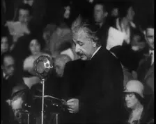 Albert Einstein Giving a Speech on Freedom of Expression, 1930s. Creator: British Pathe Ltd