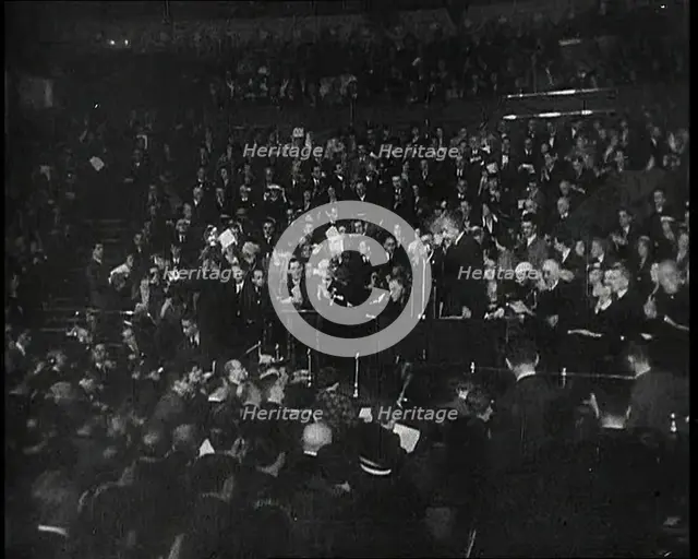 Albert Einstein Giving a Speech on Freedom of Expression, 1930s. Creator: British Pathe Ltd.