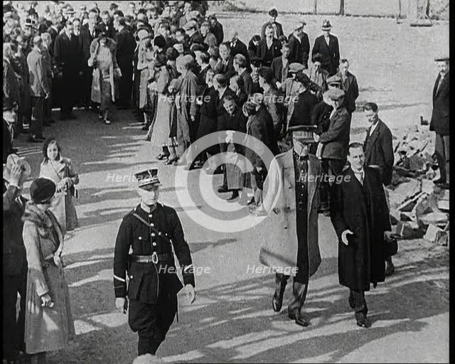 Albert I, King of the Belgians and Elizabeth, Her Majesty the Queen of the Belgians Walking...1930s. Creator: British Pathe Ltd.
