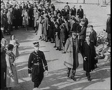 Albert I, King of the Belgians and Elizabeth, Her Majesty the Queen of the Belgians Walking...1930s. Creator: British Pathe Ltd