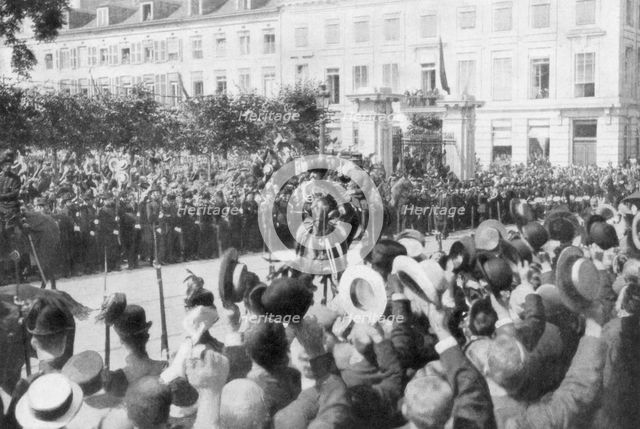 Albert I of Belgium on the way to parliament, 1914. Artist: Unknown