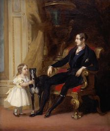 Albert Prince Consort with Princess Victoria and Eos, c1843. Artist: G Lucas
