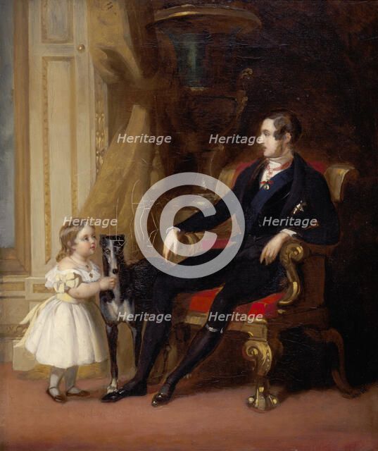 Albert Prince Consort with Princess Victoria and Eos, c1843. Artist: G Lucas