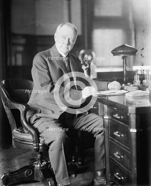 Albert Sidney Burleson, Rep. from Texas - At Desk, Post Office Department, 1913.  Creator: Harris & Ewing.