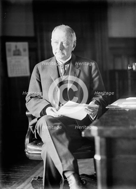 Albert Sidney Burleson, Rep. from Texas - At Desk, Post Office Department, 1913.  Creator: Harris & Ewing.
