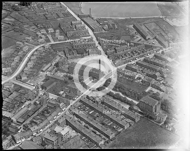Albert Woollen Mills and the area around Albert Square, Yeadon, West Yorkshire, c1930s. Creator: Arthur William Hobart.