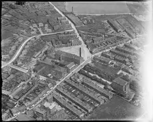 Albert Woollen Mills and the area around Albert Square, Yeadon, West Yorkshire, c1930s. Creator: Arthur William Hobart