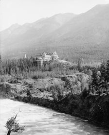 Alberta, Banff Springs Hotel & Bow River, Canadian National Park, Canada, between 1900 and 1910. Creator: Unknown