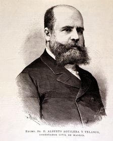 Alberto Aguilera and Velasco (1842-1913), Spanish politician and lawyer, engraving of the illust…