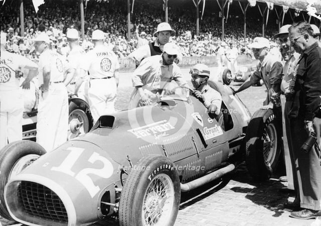 Alberto Ascari at the wheel of a 4.5 litre Ferrari, Indianapolis, 1952. Artist: Unknown