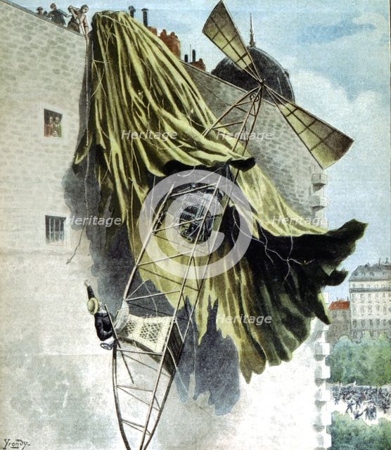 Alberto Santos-Dumont (1873-1932) Brazilian aeronaut, unsuccessful attempt at the Deutsch Prize. Artist: Unknown