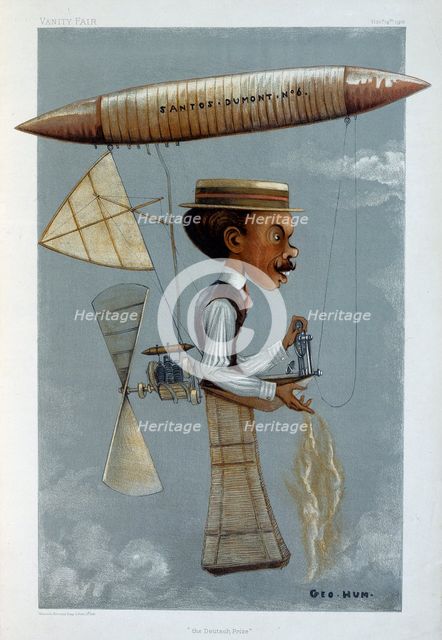 Alberto Santos-Dumont and his airship, 1901. Creator: George Hum.