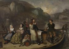 Albrecht Dürer Sailing down the Rhin, 1855. Creator: Joseph Lies