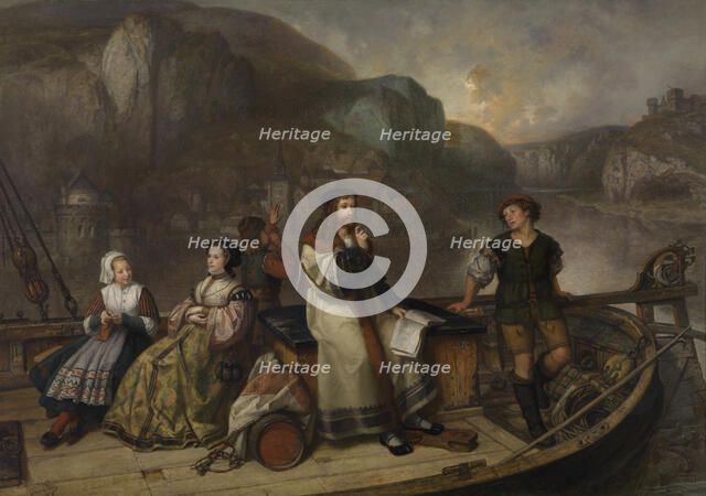 Albrecht Dürer Sailing down the Rhin, 1855. Creator: Joseph Lies.