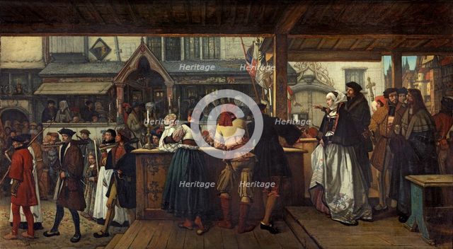 Albrecht Dürer Visiting Antwerp in 1520, 1855. Creator: Jan August Hendrik Leys.