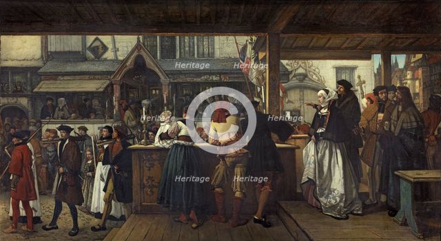 Albrecht Dürer visiting Antwerp in 1520, 1855. Creator: Jan August Hendrik Leys.