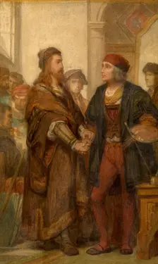 Albrecht Dürer Visiting Quinten Massijs, (c1500s), c1860s. Creator: Nicaise de Keyser