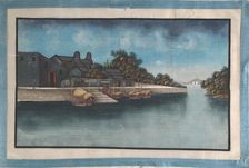 Album Containing Twelve Paintings of Scenes Along a River, 19th century. Creator: Unknown