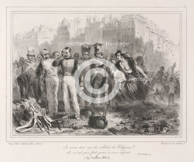 Album of 1831: I want to kill one of Polignac's soldiers. They did not spare my child (Historic), 18 Creator: Auguste Raffet (French, 1804-1860).